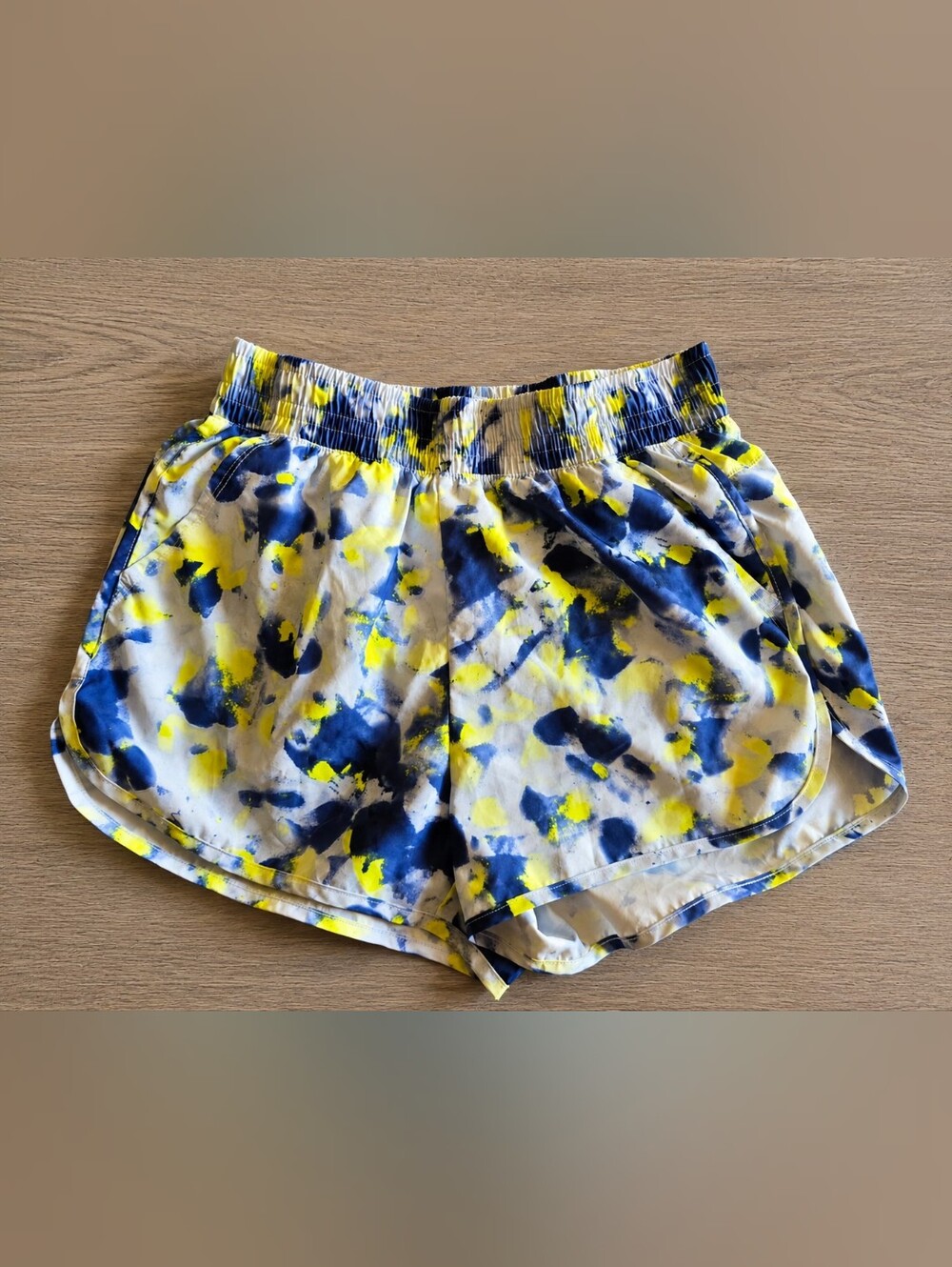Women’s Athletic Shorts - Green & Blue Print -XS